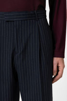 Antioch-Lacivert çizgili Relaxed Fit Erkek Pantolon-Kumaş Pantolon-4-Milagron.com