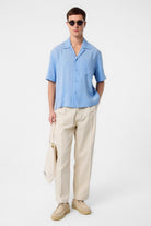 Antioch-Mavi Apaş Yaka Modal Kumaş Erkek Gömlek-Gömlek-3-Milagron.com