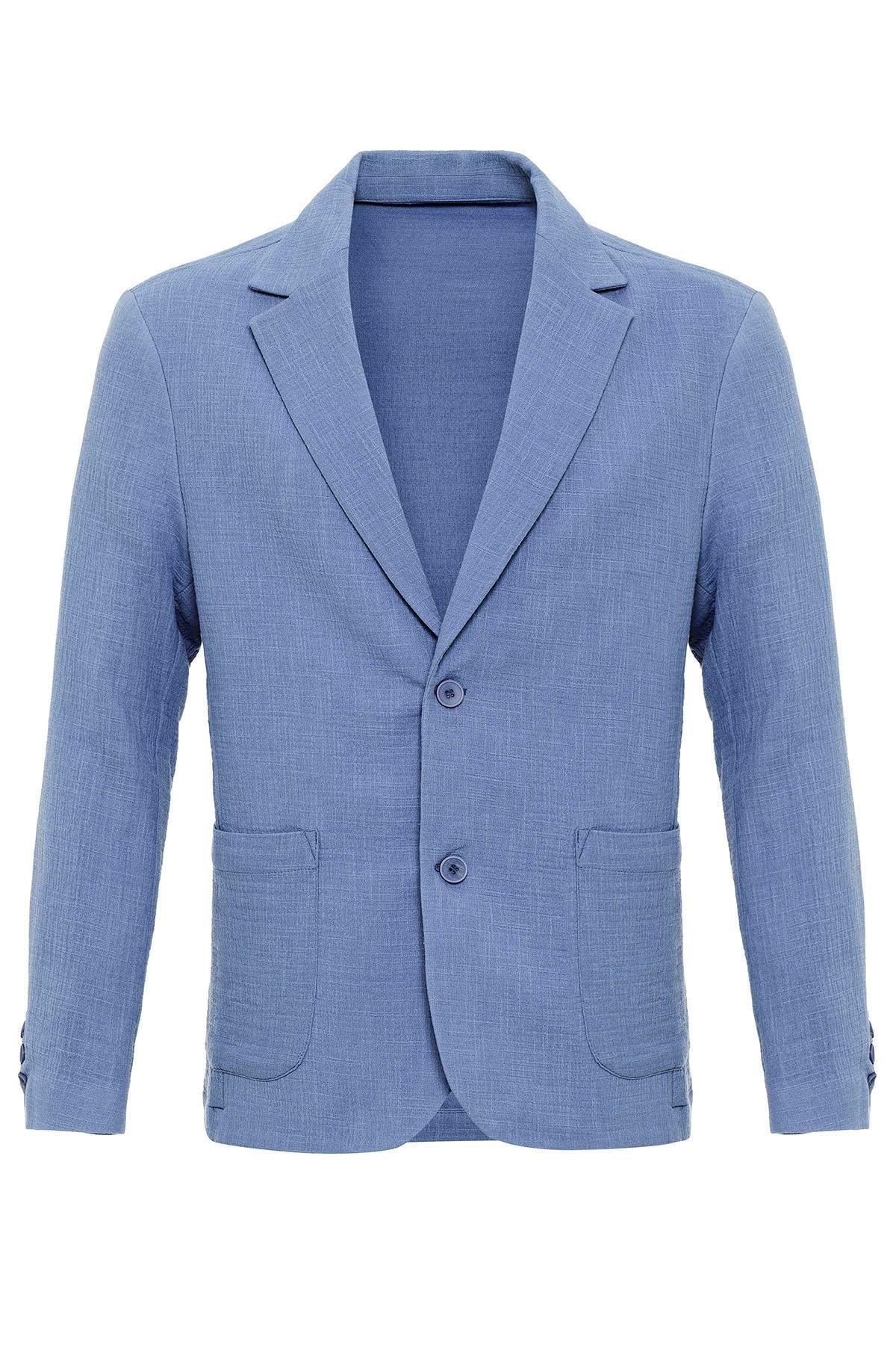 Antioch Mavi Astarsız Torba Cepli Erkek Blazer Ceket