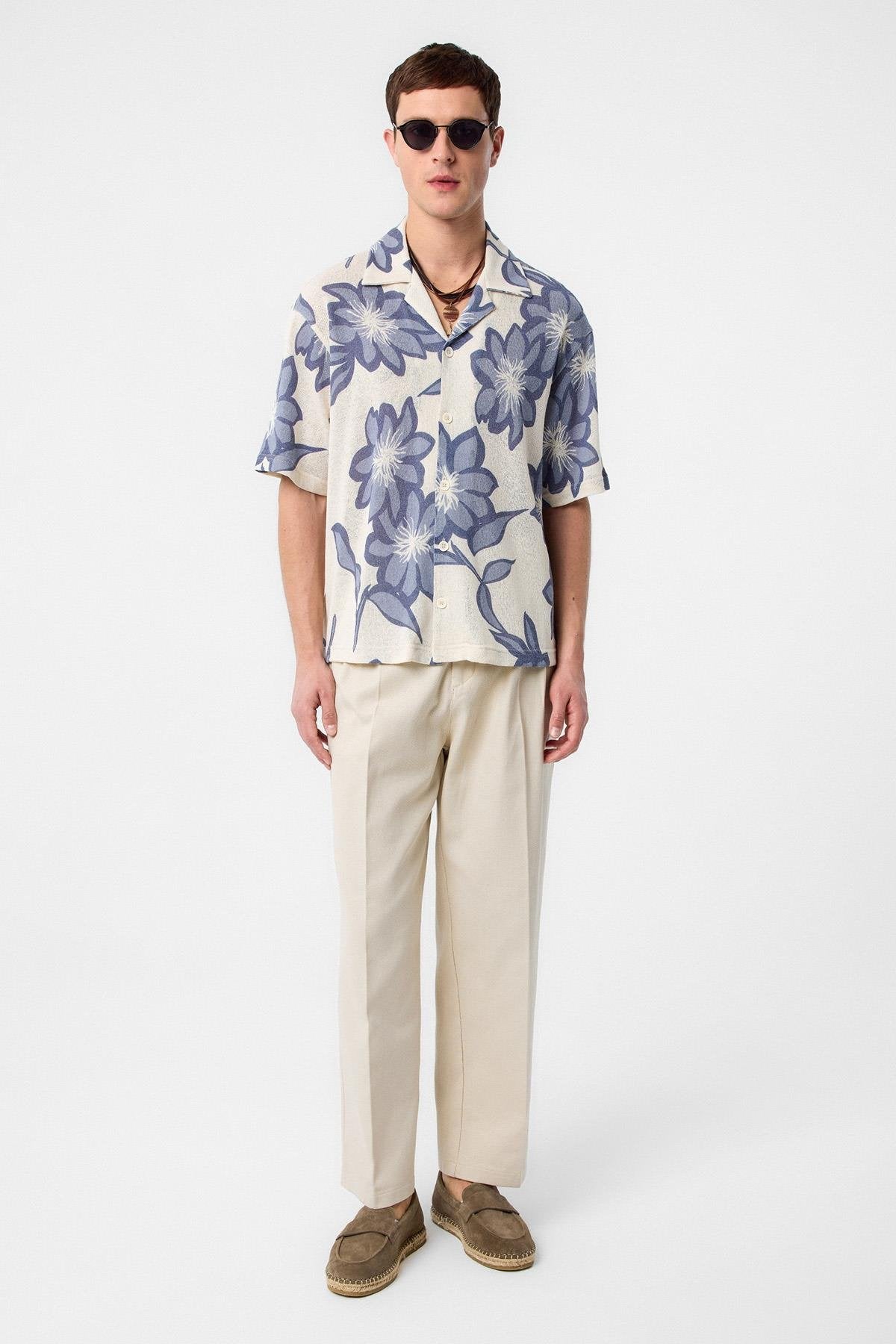 Antioch-Mavi Desenli Erkek Gömlek-Gömlek-2-Milagron.com