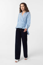 Antioch-Mavi Dökümlü Kimono Kadın Gömlek-Gömlek-2-Milagron.com