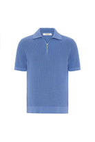 Antioch-Mavi Fermuarlı Dokuma Erkek Polo Yaka Triko T Shirt-T-Shirts-7-Milagron.com