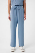 Antioch-Mavi Keten Karışımlı Jogger Erkek Pantolon-Kumaş Pantolon-1-Milagron.com