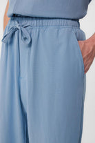 Antioch-Mavi Keten Karışımlı Jogger Erkek Pantolon-Kumaş Pantolon-3-Milagron.com