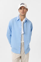 Antioch-Mavi Modal Kumaş Relax Fit Çizgili Erkek Gömlek-Gömlek-1-Milagron.com