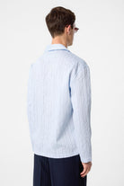 Antioch-Mavi Modal Kumaş çizgili Erkek Gömlek-Gömlek-6-Milagron.com