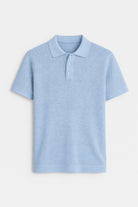 Antioch Mavi Örgü Dokulu Polo Yaka Erkek T-Shirt