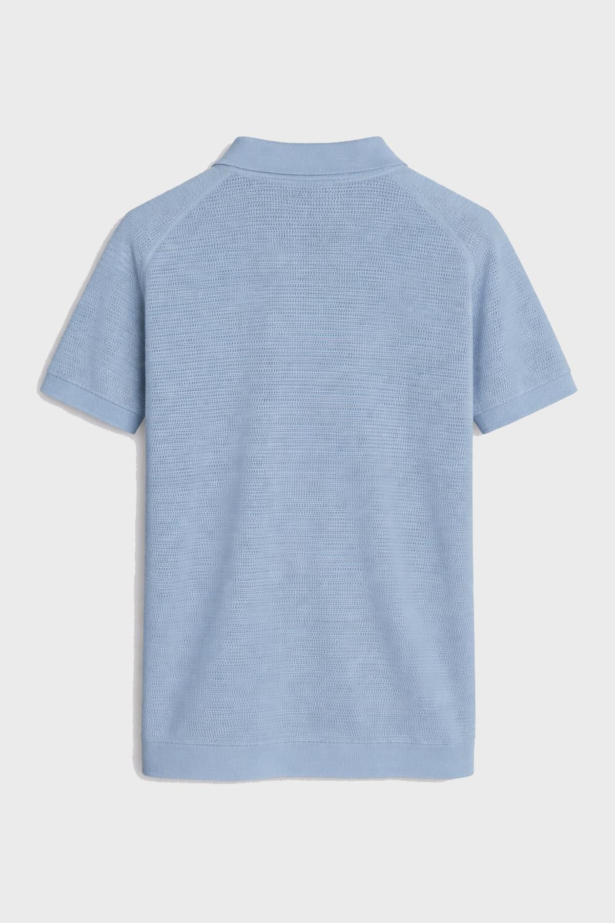 Antioch Mavi Örgü Dokulu Polo Yaka Erkek T-Shirt