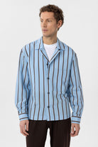 Antioch-Mavi Relax Fit Çizgili Erkek Gömlek-Gömlek-1-Milagron.com