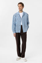 Antioch-Mavi Relax Fit Çizgili Erkek Gömlek-Gömlek-2-Milagron.com