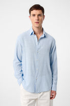 Antioch-Mavi Relax Fit Dokulu Erkek Gömlek-Gömlek-1-Milagron.com