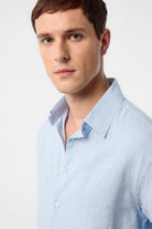 Antioch-Mavi Relax Fit Dokulu Erkek Gömlek-Gömlek-4-Milagron.com