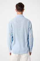 Antioch-Mavi Relax Fit Dokulu Erkek Gömlek-Gömlek-5-Milagron.com