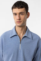 Antioch-Mavi Relax Fit Fermuarlı Polo Yaka Erkek T Shirt-T-Shirts-3-Milagron.com