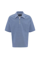 Antioch-Mavi Relax Fit Fermuarlı Polo Yaka Erkek T Shirt-T-Shirts-5-Milagron.com