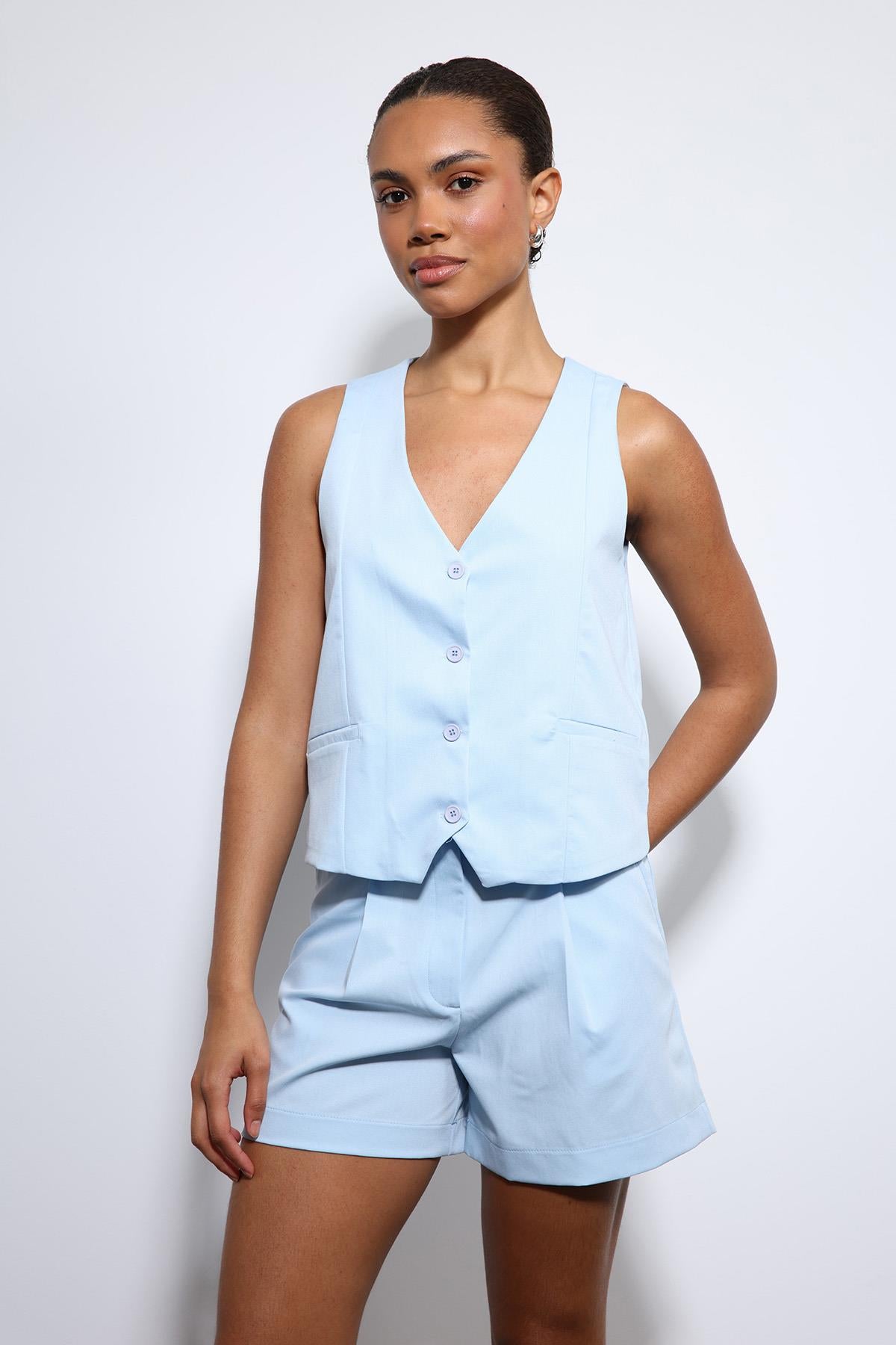 Antioch-Mavi Yelek şort Kadın Takım-Takım-3-Milagron.com