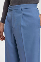 Antioch-Mavi Yüksek Bel Paça Fermuarlı Erkek Pantolon-Kumaş Pantolon-4-Milagron.com