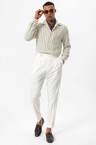 Antioch-Mint Çizgili Örme Uzun Kollu Erkek Gömlek-Gömlek-3-Milagron.com