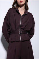 Antioch-Mürdüm Bel Kemerli Geniş Paça Pantolonlu Takım-Takım-6-Milagron.com