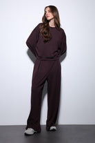 Antioch-Mürdüm Geniş Paça Relaxed Kadın Takım-Takım-3-Milagron.com