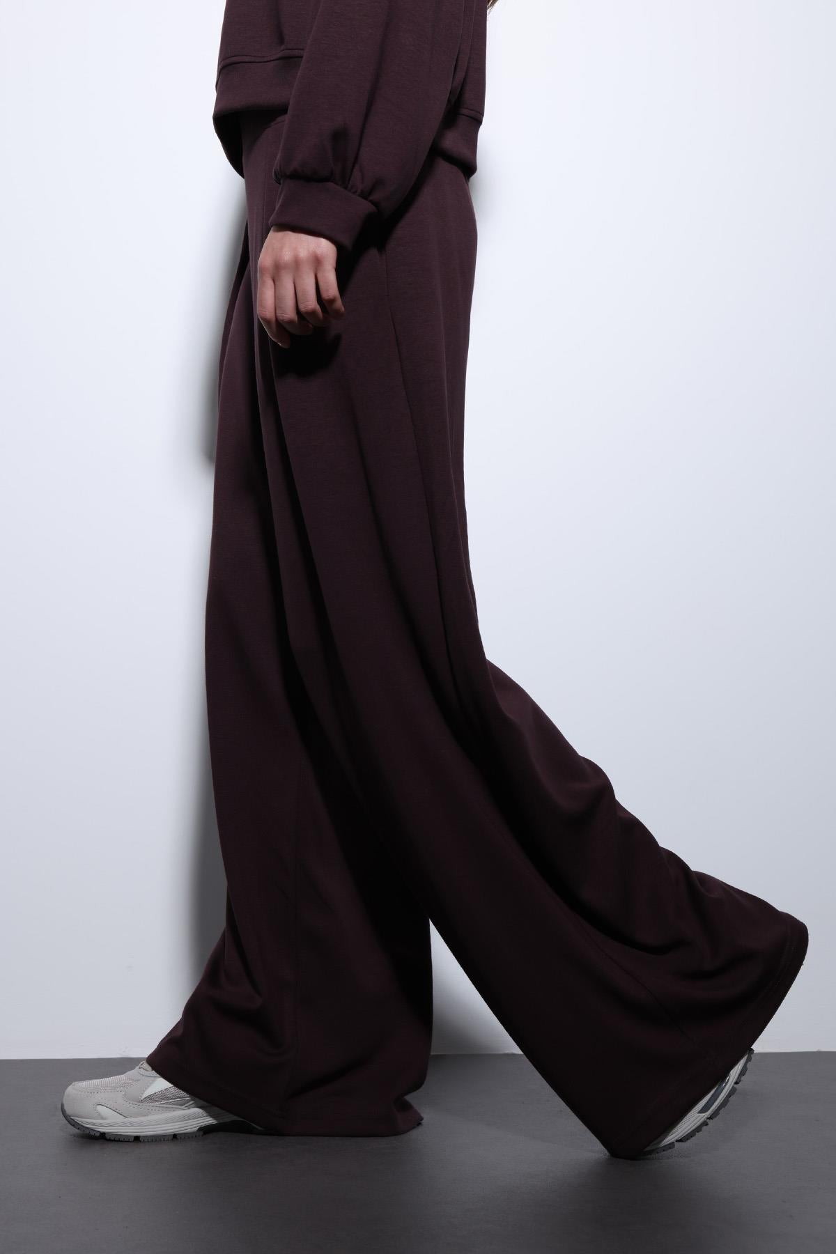 Antioch-Mürdüm Geniş Paça Relaxed Kadın Takım-Takım-4-Milagron.com