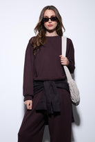 Antioch-Mürdüm Geniş Paça Relaxed Kadın Takım-Takım-6-Milagron.com