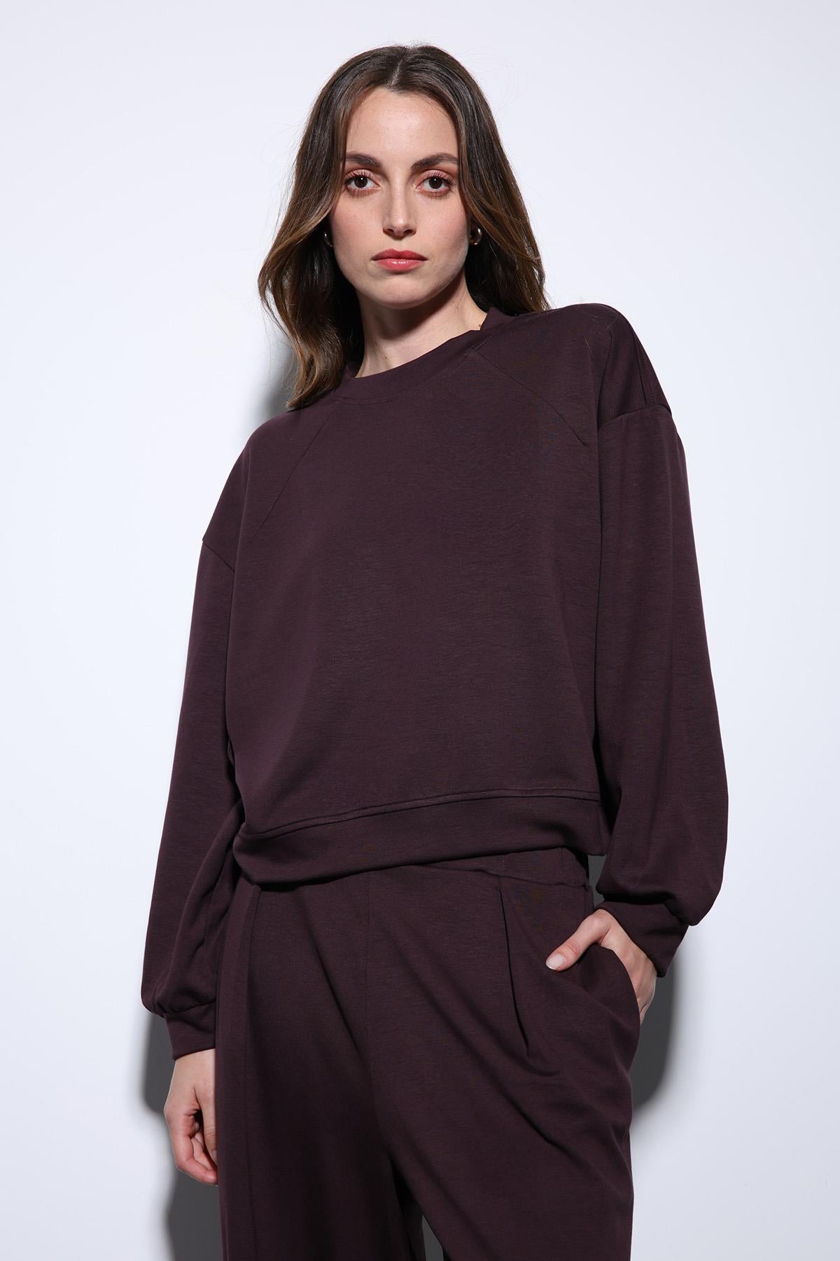 Antioch-Mürdüm Geniş Paça Relaxed Kadın Takım-Takım-7-Milagron.com