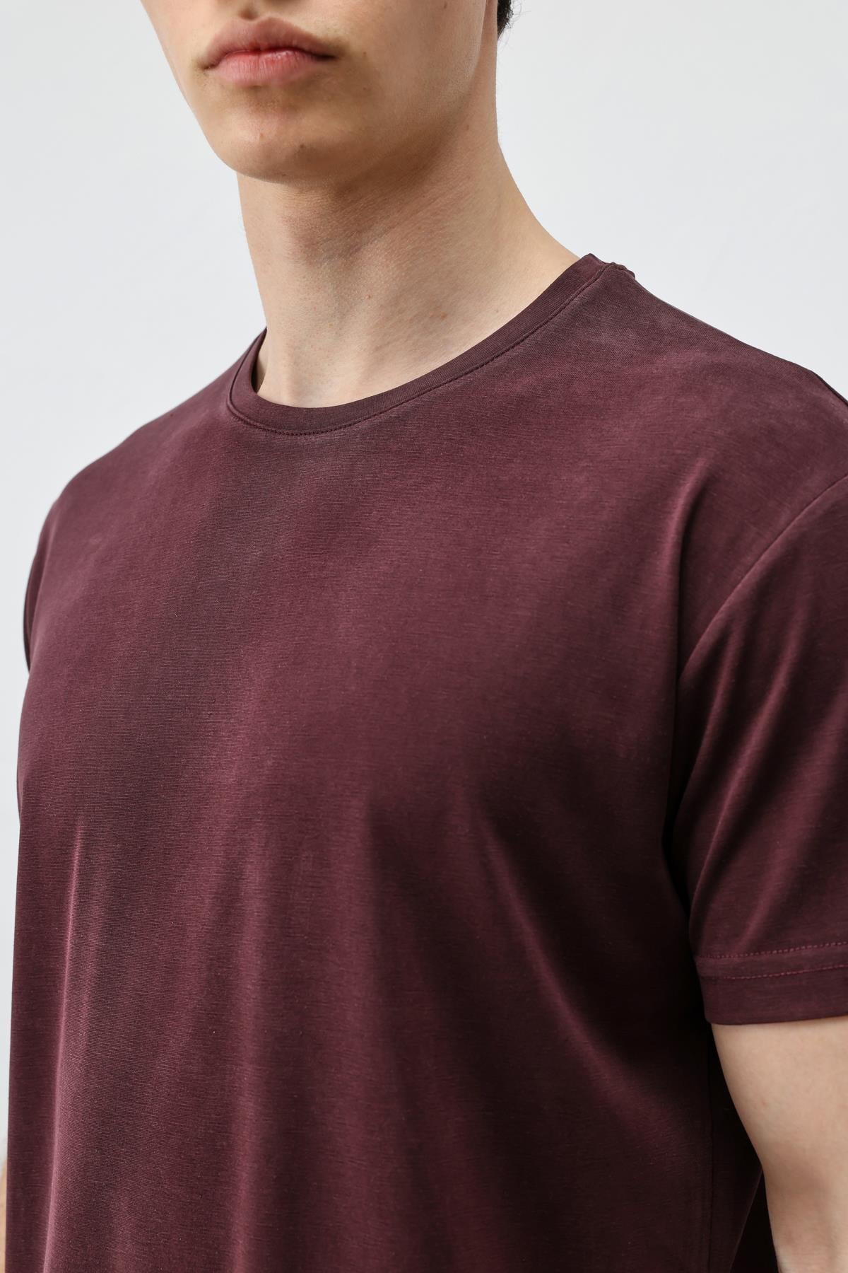 Antioch Mürdüm Regular Fit Modal Teknik Kumaş Erkek T-Shirt