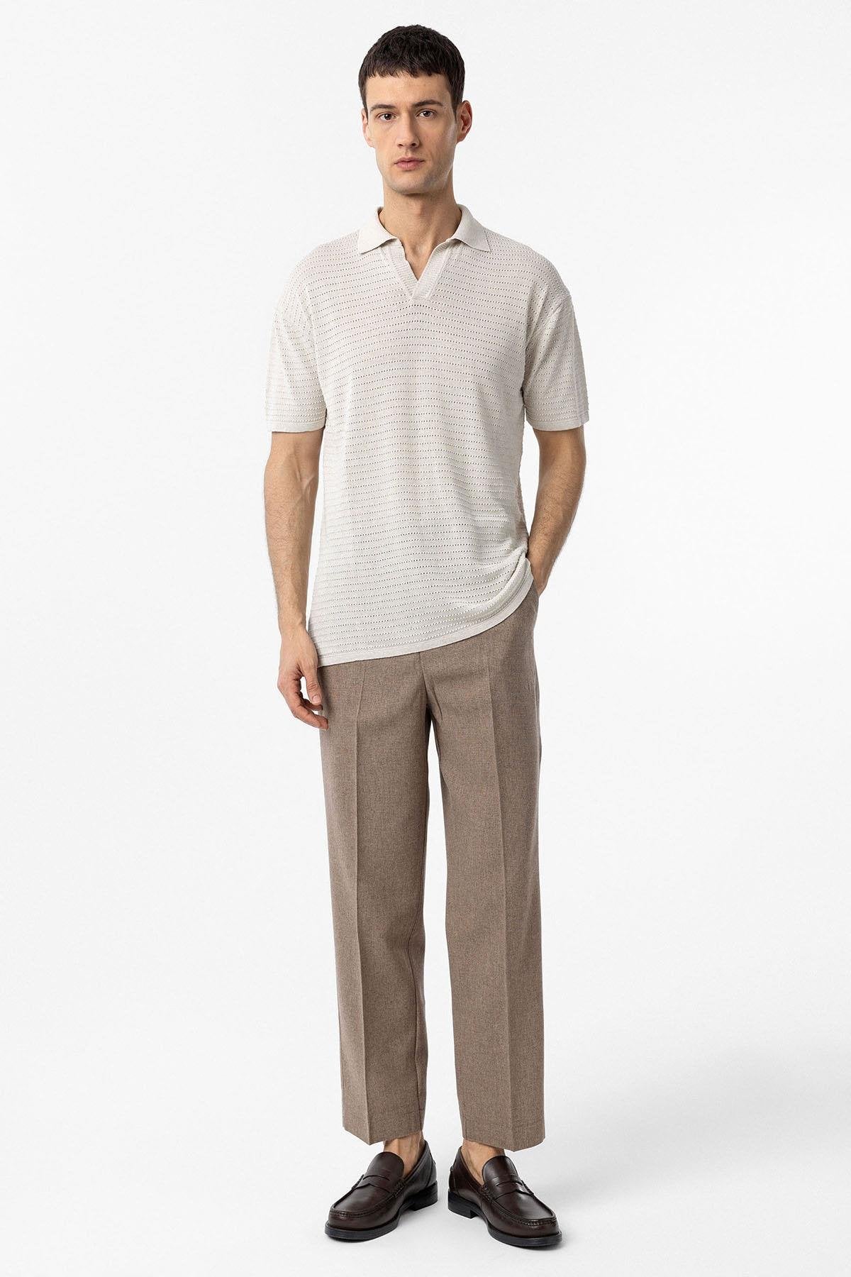 Antioch-Natur Polo Yaka Dokulu Erkek Triko T Shirt-T-Shirts-3-Milagron.com