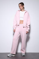 Antioch-Pembe Fermuarlı Kapüşanlı Kadın Sweatshirt-Sweatshirt-2-Milagron.com