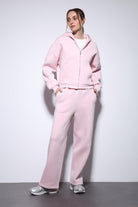 Antioch-Pembe Fermuarlı Kapüşanlı Kadın Sweatshirt-Sweatshirt-4-Milagron.com