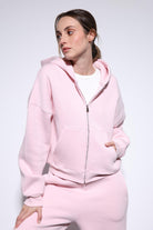 Antioch Pembe Fermuarlı Kapüşonlu Kadın Sweatshirt