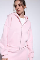 Antioch Pembe Fermuarlı Kapüşonlu Kadın Sweatshirt