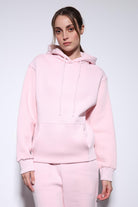 Antioch-Pembe Kapüşonlu Basic Kadın Sweatshirt-Sweatshirt-3-Milagron.com