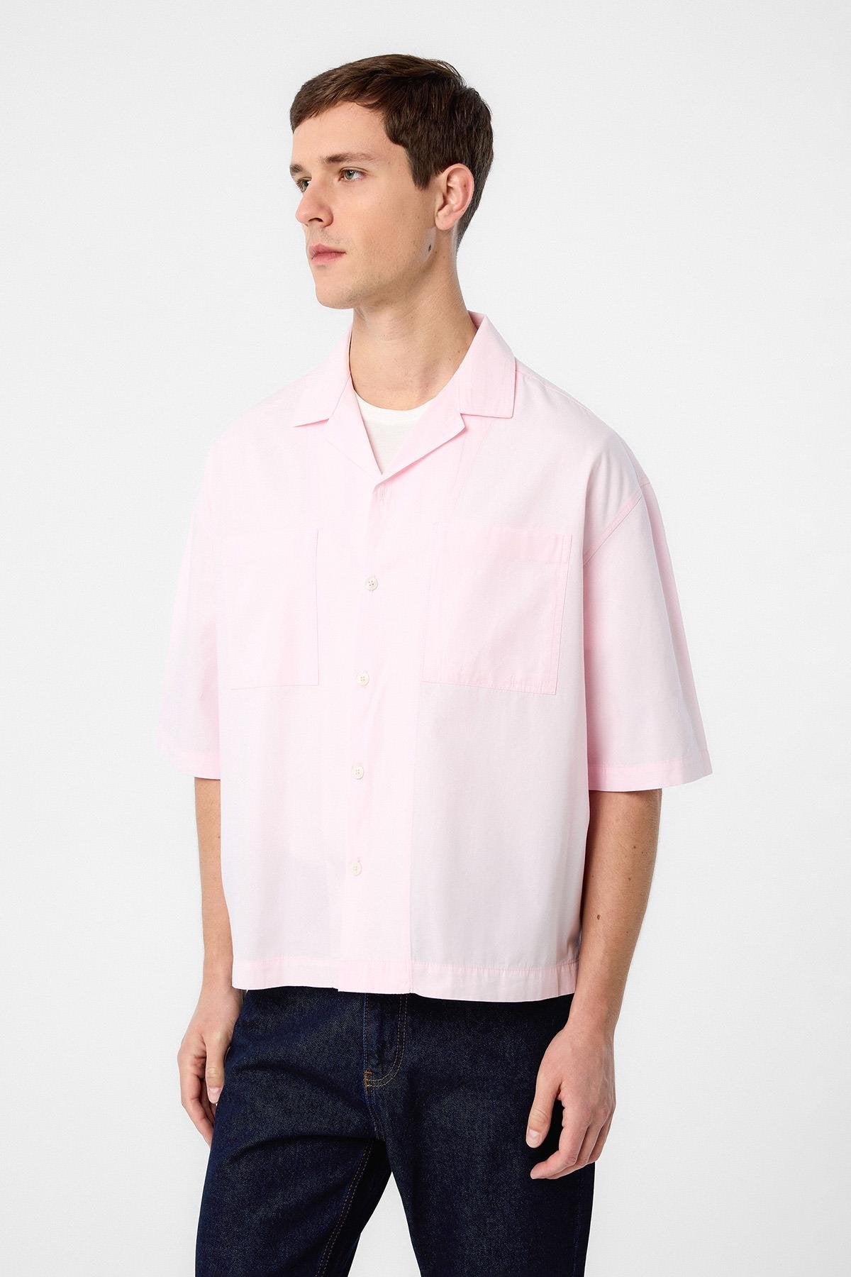 Antioch-Pembe Relax Fit Kısa Erkek Gömlek-Gömlek-3-Milagron.com