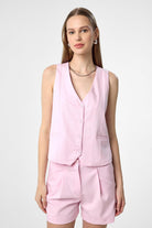 Antioch-Pembe Yelek Şort Kadın Takım-Alt - Üst Takım-3-Milagron.com