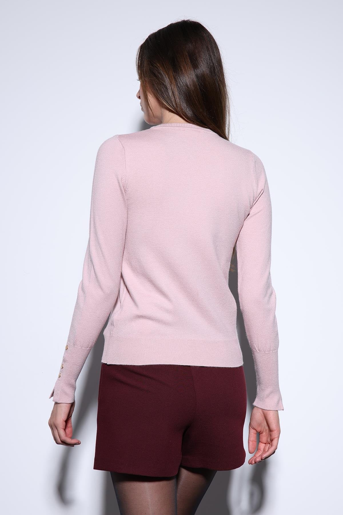 Antioch-Antioch Pudra Basic Kadın Triko Kazak-Kazak-4-Milagron.com