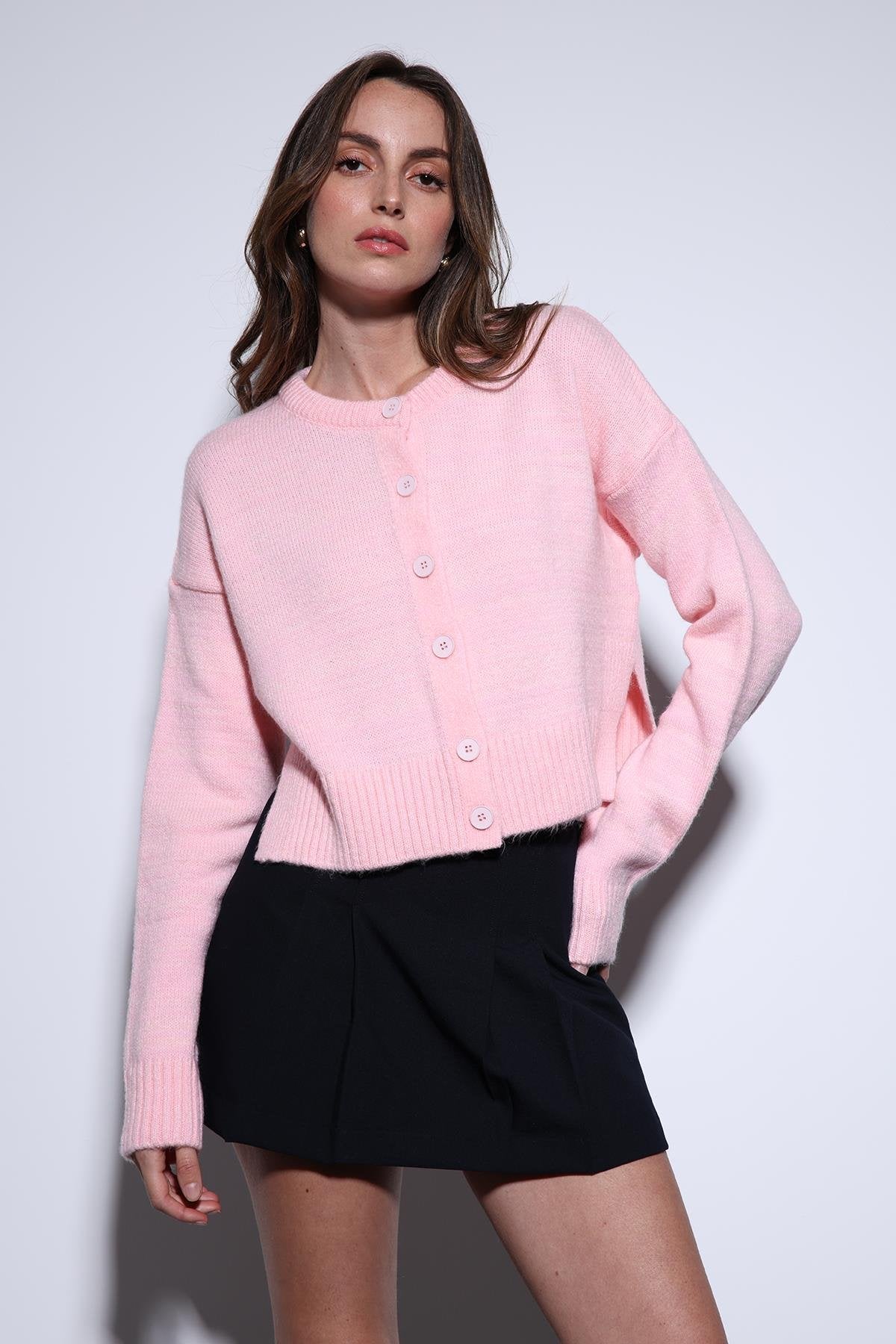 Antioch-Antioch Pudra Yırtmaçlı örgü Triko Kadın Kazak-Kazak-2-Milagron.com