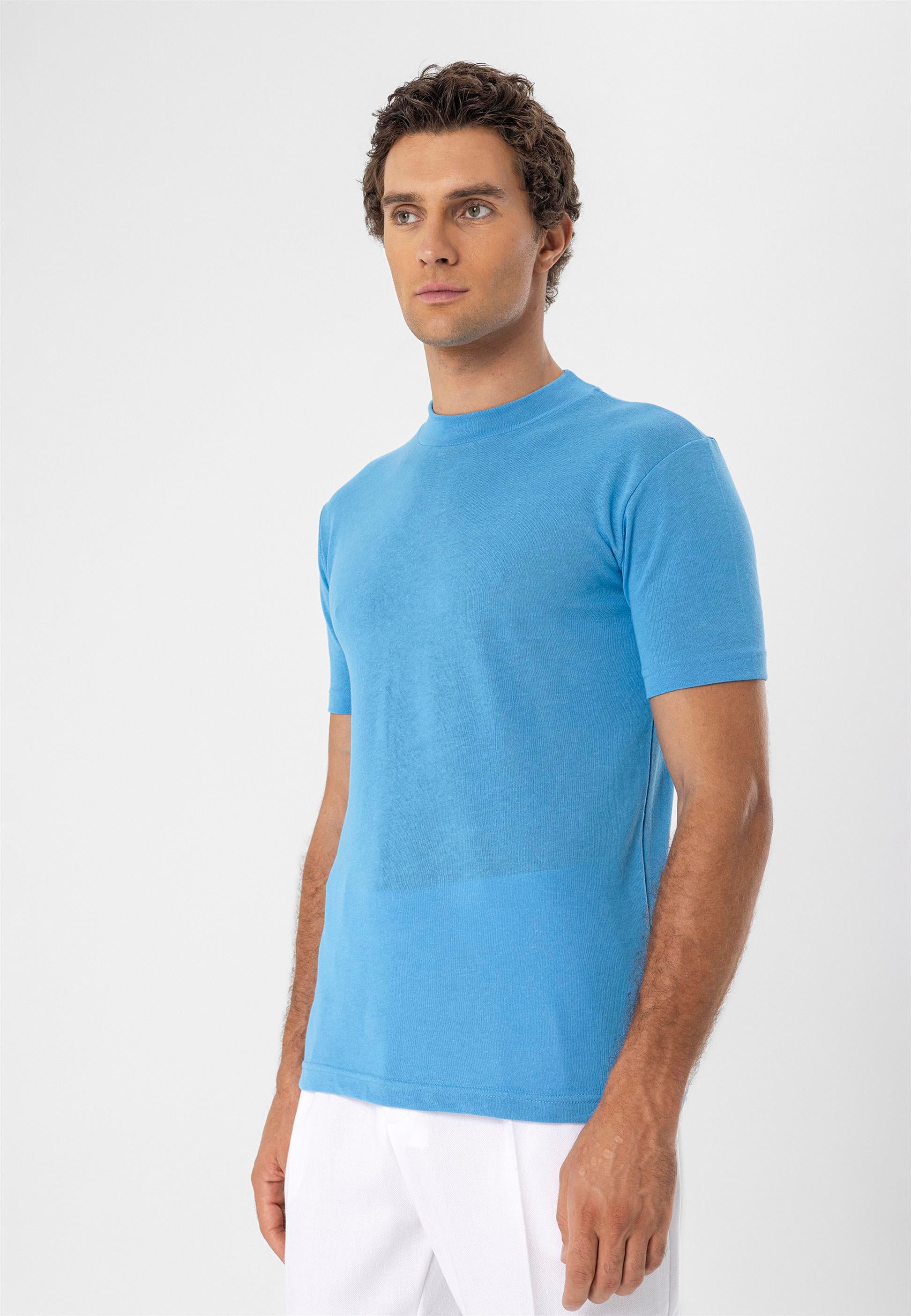 Antioch-Saks Bisiklet Yaka Slim Fit T Shirt-T-Shirts-3-Milagron.com