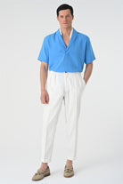 Antioch-Saks Relax Fit Şal Yaka Kısa Kollu Erkek Gömlek-Gömlek-1-Milagron.com