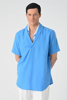 Antioch-Saks Relax Fit Şal Yaka Kısa Kollu Erkek Gömlek-Gömlek-2-Milagron.com