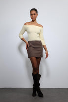 Antioch-Sarı Açık Omuz Detaylı Top-Top-2-Milagron.com