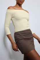 Antioch-Sarı Açık Omuz Detaylı Top-Top-5-Milagron.com