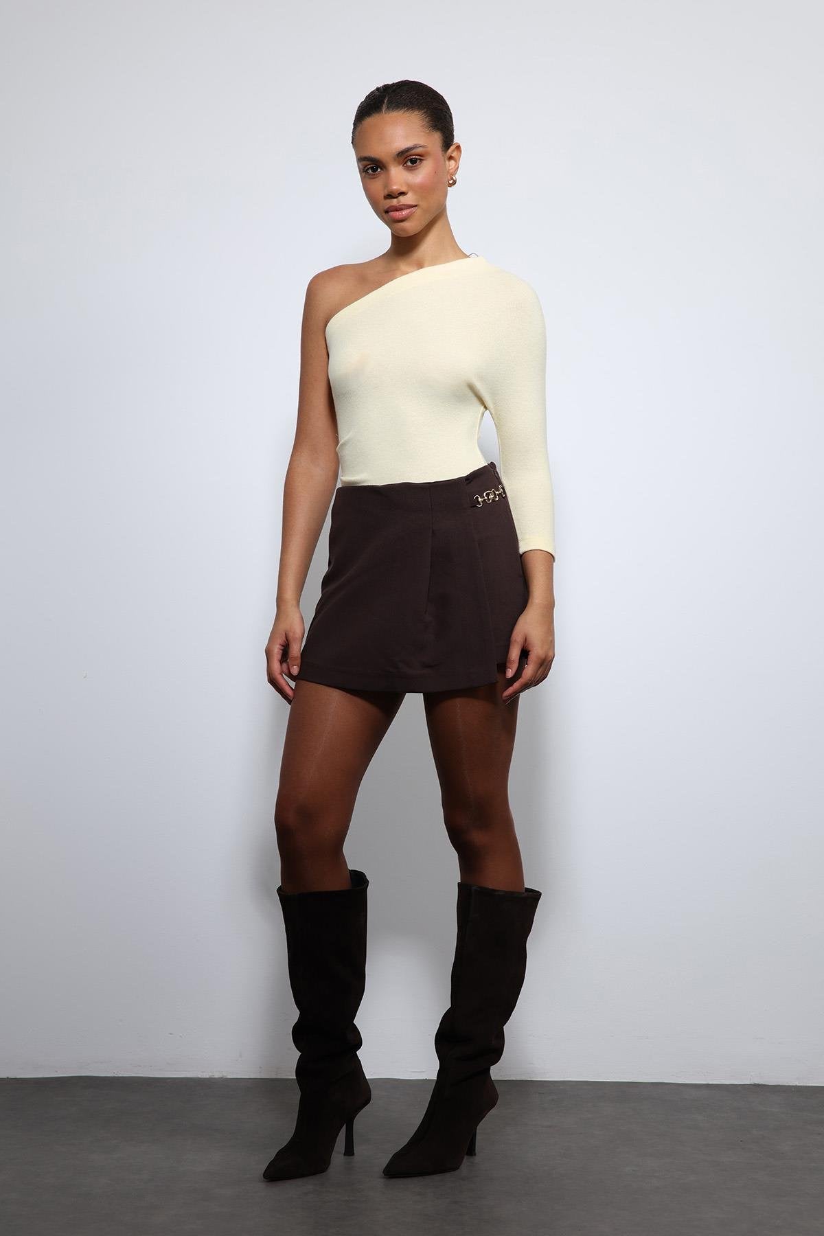 Antioch-Sarı Asimetrik Yaka Top-Top-1-Milagron.com