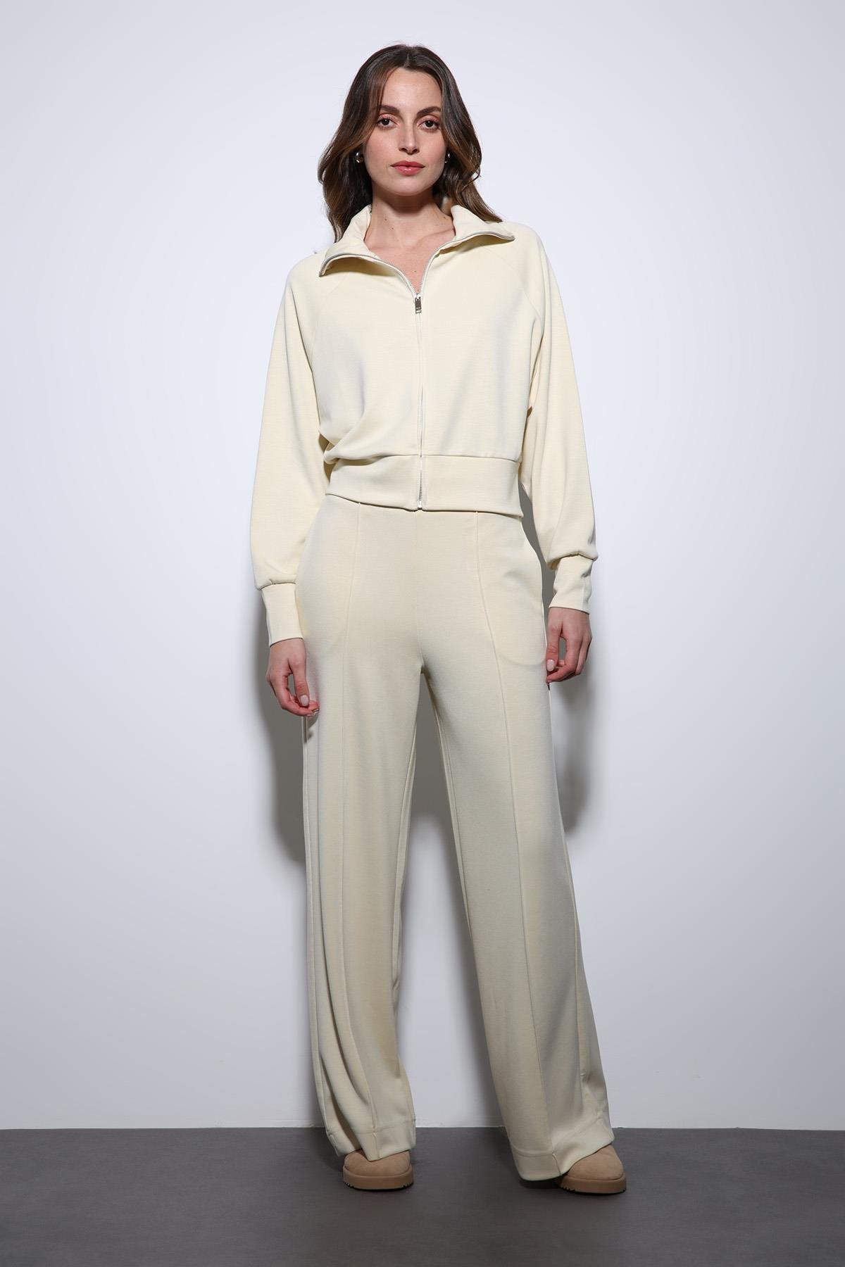 Antioch-Sarı Fermuarlı Kadın Eşofman Takım-Takım-3-Milagron.com