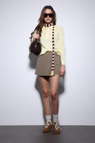 Antioch-Sarı Polo Yaka Desenli Triko Kadın Kazak-Kazak-2-Milagron.com