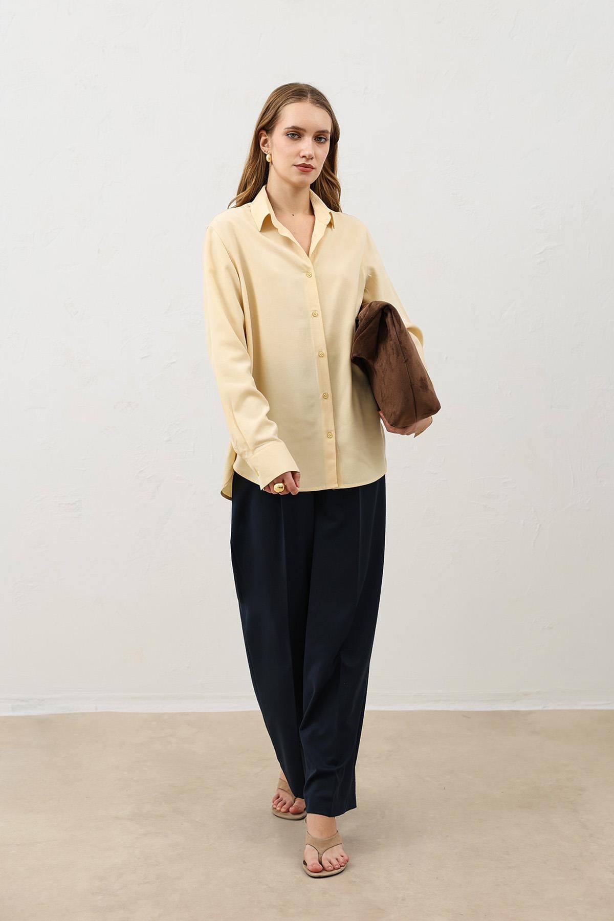 Antioch Sarı Premium Kadın Gömlek