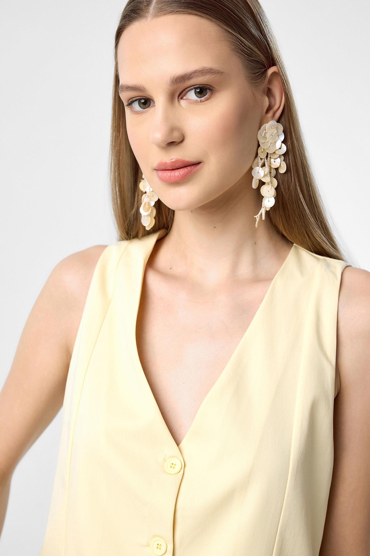 Antioch-Sarı Yelek Şort Kadın Takım-Alt - Üst Takım-7-Milagron.com