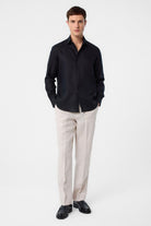 Antioch-Siyah 100% Keten Comfort Fit Erkek Gömlek-Gömlek-2-Milagron.com