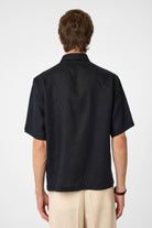 Antioch-Siyah 100% Keten Relaxed Erkek Gömlek-Gömlek-4-Milagron.com